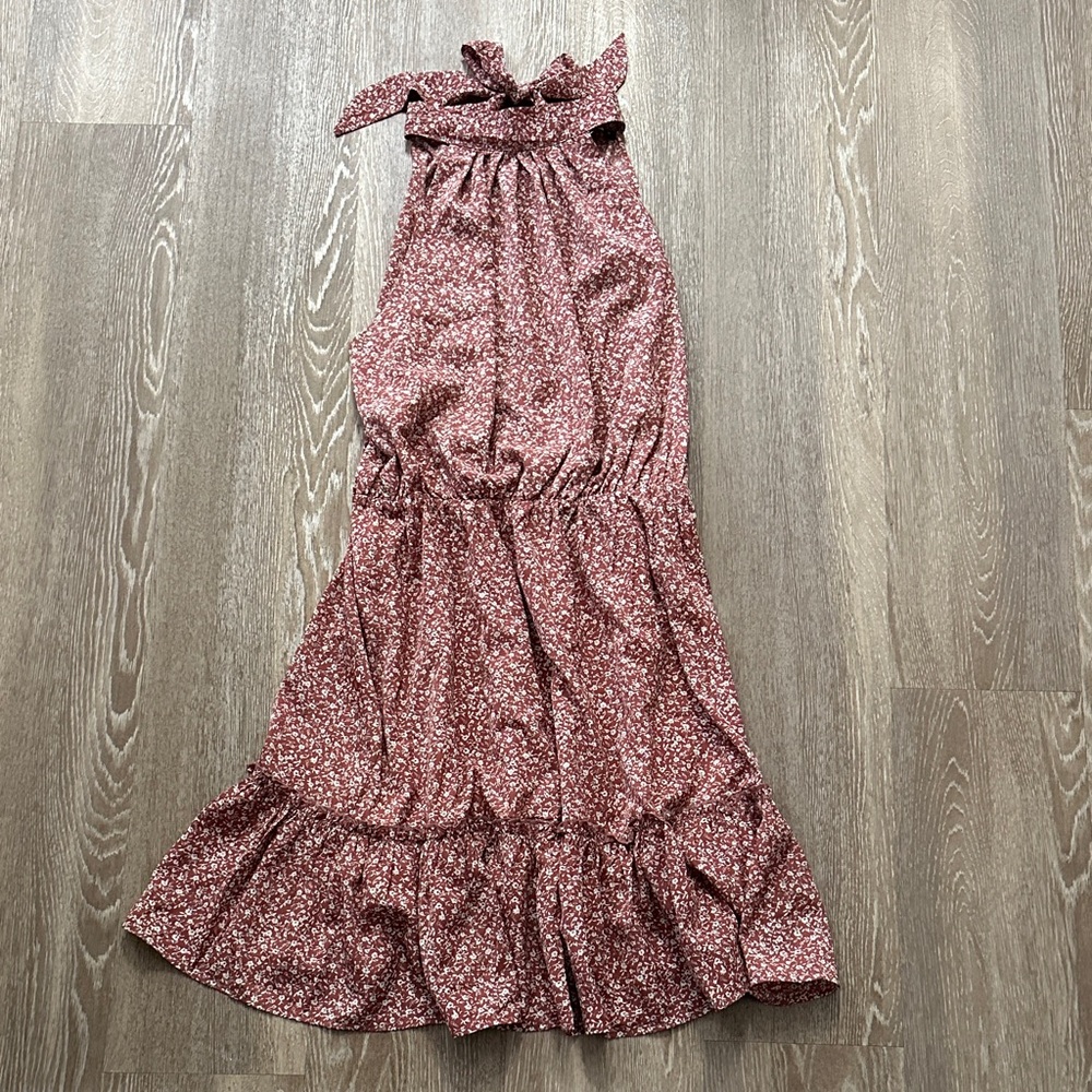 Floral Sleeveless Maxi Dress - Red